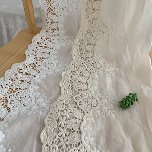 natural Cotton Lace trim, embroidered eyelet lace trim, cotton lace trim with hollowed out floral, cotton eyelet lace trim image 5