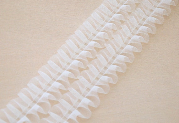 10 yards off white ruffled tulle trim, frill trim, pleated mesh trim, tutu dress fabric, ruffle mesh, doll dress fabric, wedding decors