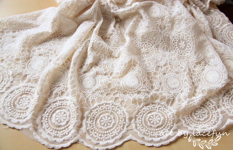 embroidered tulle lace fabric for curtain ivory Lace Fabric wedding table cloth
