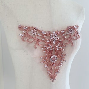 Pink Rhinestone neckline, v neckline, rhinestone sweetheart neckline,  rhinestone applique for dress dance costume, rhinestone  necklace