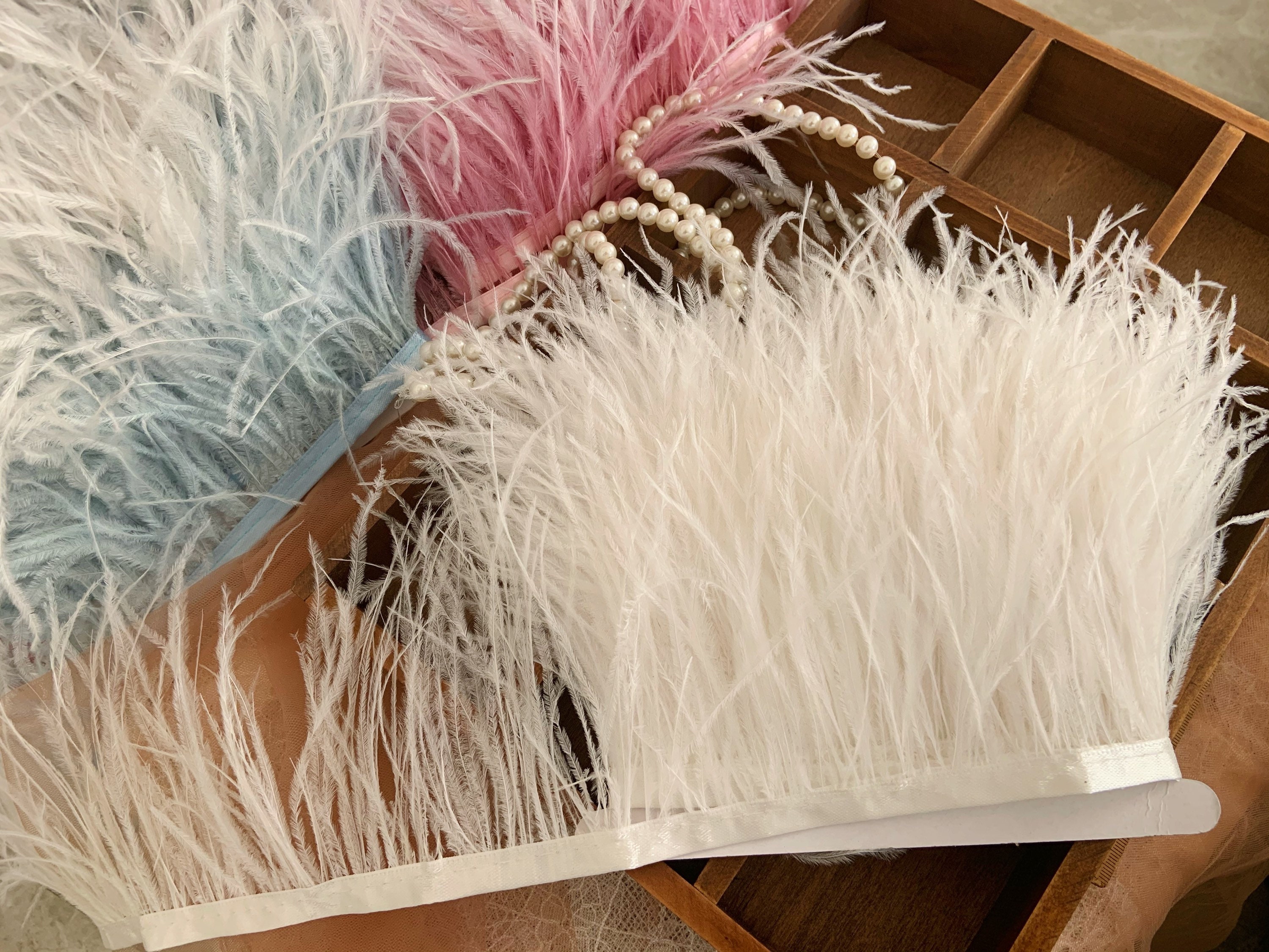 Natural & Soft Ostrich Feathers Fringe Trims Ribbons, Sewing Accessories