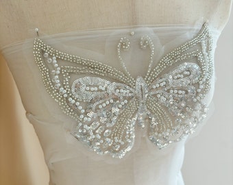 3d bead butterfly applique for couture dance costume
