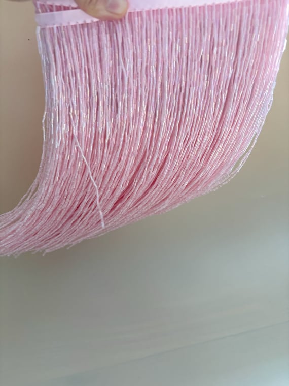 11.8 inches pink bugle bead Fringe trim for haute couture, dance costume, party decors