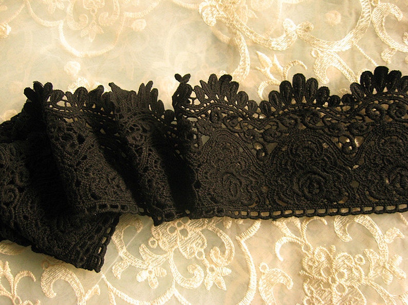 Black Cotton Lace Trim Cotton Guipure Lace Trimming Black Etsy