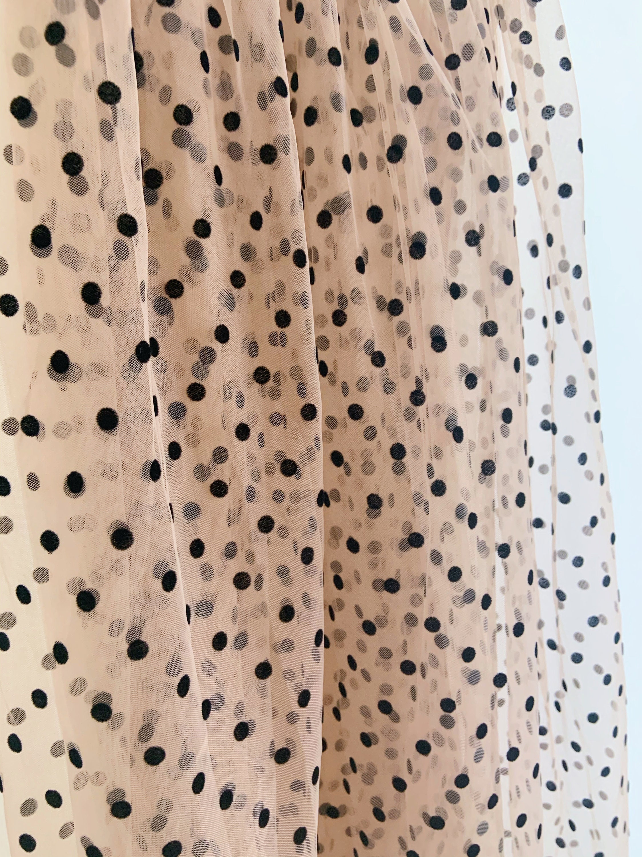 Tan Brown Tulle Lace Fabric With Black Polka Dots Tulle Mesh - Etsy