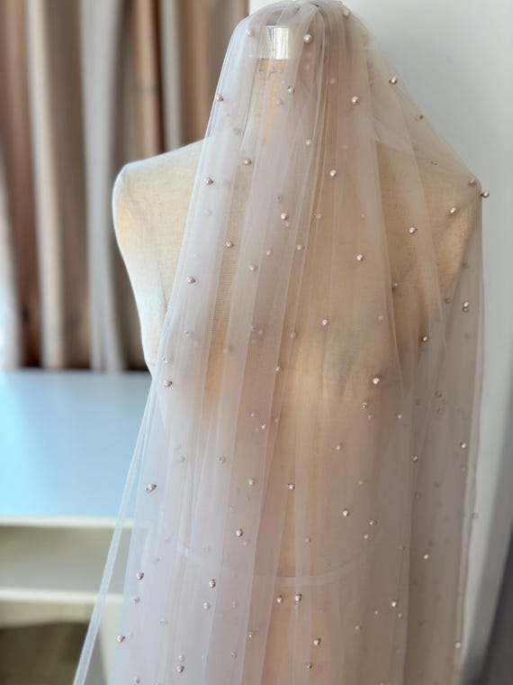 tan pearl bead tulle fabric, tulle fabric with pearls, wedding birthday prop backdrop