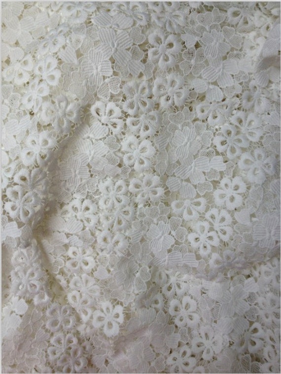 Off White Lace Fabric With Flowers -  Canada