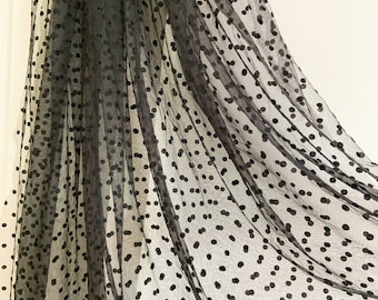 black tulle fabric with black polka dots, tulle mesh fabric with velvet dot, new arrival, hot selling