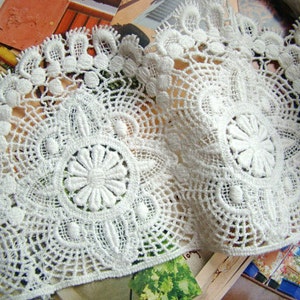 off White Cotton Lace Trim, vintage lace trim, cotton crocheted lace, trim lace CMSR009B image 2