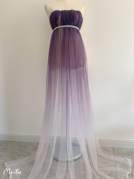 Dip dye tulle fabric, purple tulle fabric with Ombré color, ombre purple tulle fabric