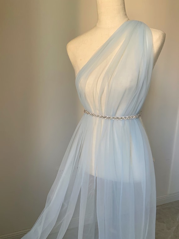 Pale blue milan tulle fabric, High density tulle fabric, extra dense mesh fabric for dress, couture, wedding prop, backdrop