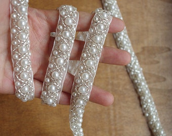 ivory pearl bead trim by the yard