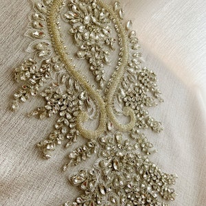Large Rhinestone Bodice Applique, Crafted Crystal Applique for Wedding ...