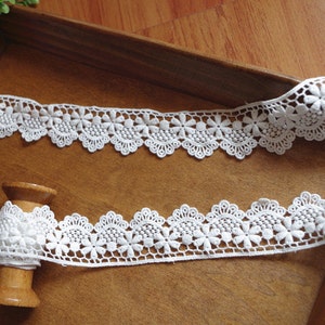 5 yards cotton lace trim, off white cotton lace trim, scalloped lace trim by the yard