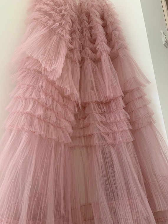 Mauve pink tulle ruffle Fabric for cake dress