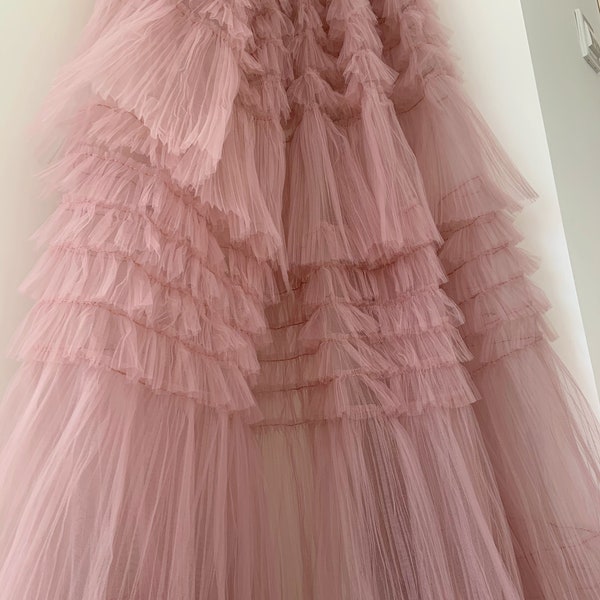 Mauve pink tulle ruffle Fabric for cake dress