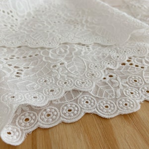 White Cotton Lace trim, embroidered eyelet lace trim, cotton lace trim with hollowed out floral, cotton eyelet lace trimming