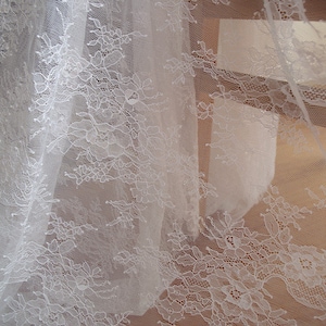 off white Chantilly lace fabric for bridal dress