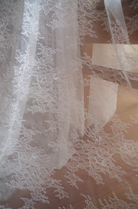 off white Chantilly lace fabric for bridal dress