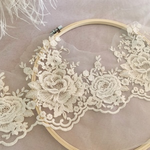 Delicate embroidered lace trim, cotton lace trim by yards