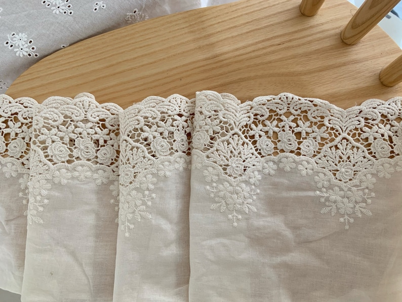 natural Cotton Lace trim, embroidered eyelet lace trim, cotton lace trim with hollowed out floral, cotton eyelet lace trim image 10