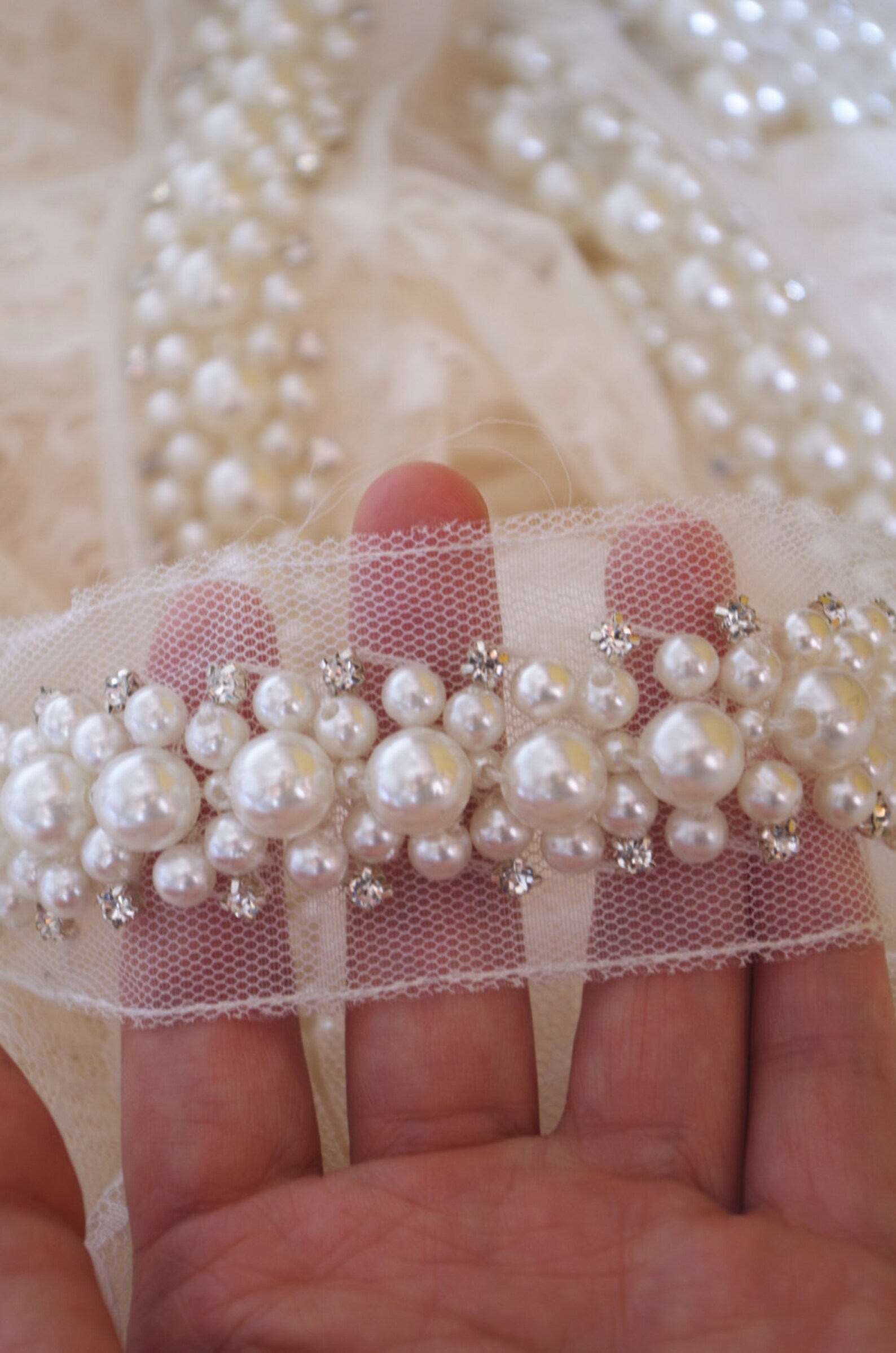 Pearl Bead Sash Trim With Rhinestones Rhinestone and Pearl Etsy
