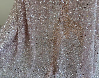 Lalic bead power mesh fabric for dress, stretch  sequined mesh fabric by yards