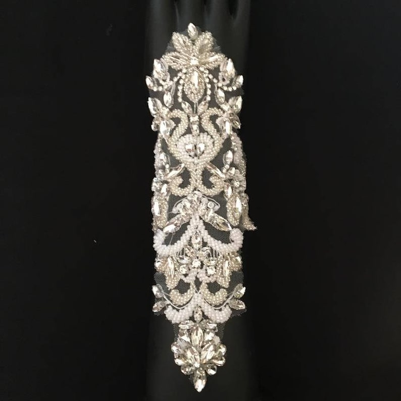 crystal applique crystal bodice applique for wedding dress haute couture supplies Deluxe Rhinestone bodice applique bridal supplies