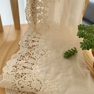 natural Cotton Lace trim, embroidered eyelet lace trim, cotton lace trim with hollowed out floral, cotton eyelet lace trim image 3