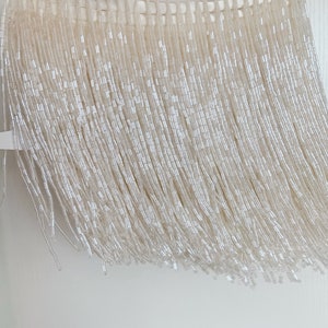 ivory bead Fringe trim for haute couture, dance costume, party decors, handmade bead fringe