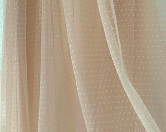 Skin tone soft tulle Lace fabric with polka dots