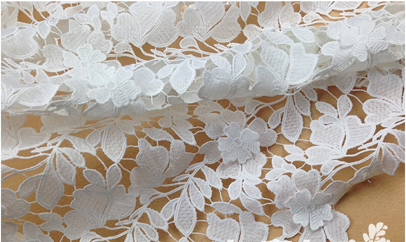 Off White Lace Fabric, Guipure Lace Fabric, Crocheted Lace Fabric, Bridal Lace  Fabric, 3D Floral Lace, Bridal Venise Lace Fabric -  Israel