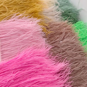 50+ colors pink yellow green Ostrich Feather Fringe trim with Ribbon Tape