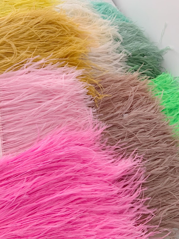50 colors pink yellow green Ostrich Feather Fringe trim with Ribbon Tape