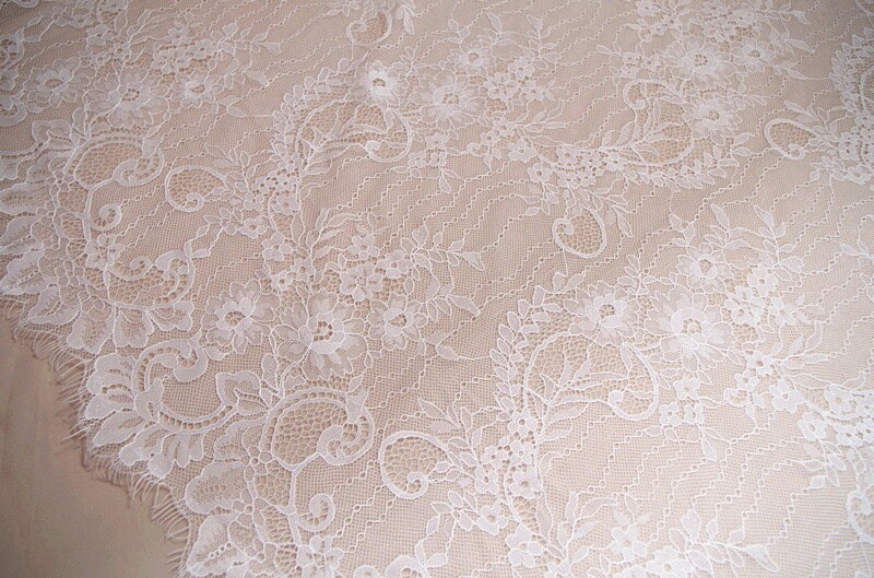 Off White Chantilly Lace Fabric Lace Fabric for Bridal Dress | Etsy
