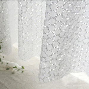 white lace fabric, cotton lace fabric, embroidered cotton lace cloth, eyelet lace fabric, round circles, by the yard