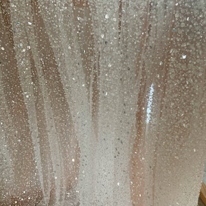 off white Heavy bead tulle lace fabric with sequins for bridal dress