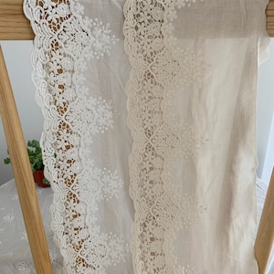 natural Cotton Lace trim, embroidered eyelet lace trim, cotton lace trim with hollowed out floral, cotton eyelet lace trim image 9