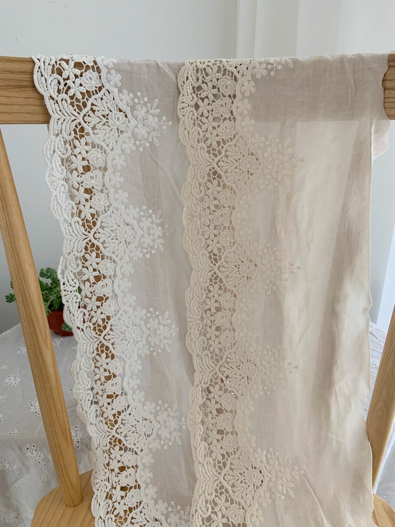 natural Cotton Lace trim, embroidered eyelet lace trim, cotton lace trim with hollowed out floral, cotton eyelet lace trim image 9