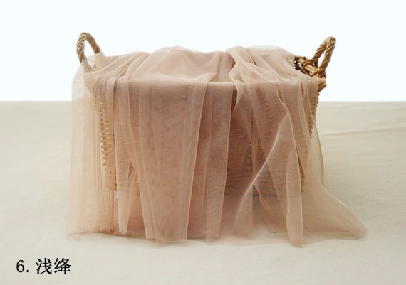 tan nude color tulle netting fabric, skin flesh color tulle for bridal veil, bridal dress fabric, earth tone tutu mesh fabric, 30+ colors