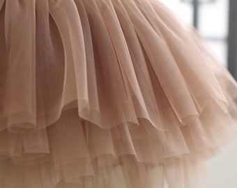 26cm 6 layers ruffled trim for tutu dress, soft frill trim for cake dress | nude tan