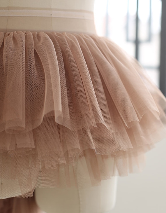 26cm 6 layers ruffled trim for tutu dress, soft frill trim for cake dress | nude tan