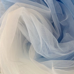 Dip dye style tulle fabric, Light blue tulle fabric with Gradient colors