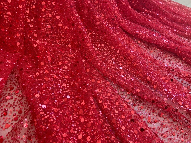 Light Pink Bead Lace Fabric Sparkle French Bead Lace Fabric Etsy