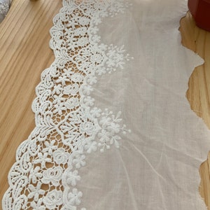 natural Cotton Lace trim, embroidered eyelet lace trim, cotton lace trim with hollowed out floral, cotton eyelet lace trim image 7