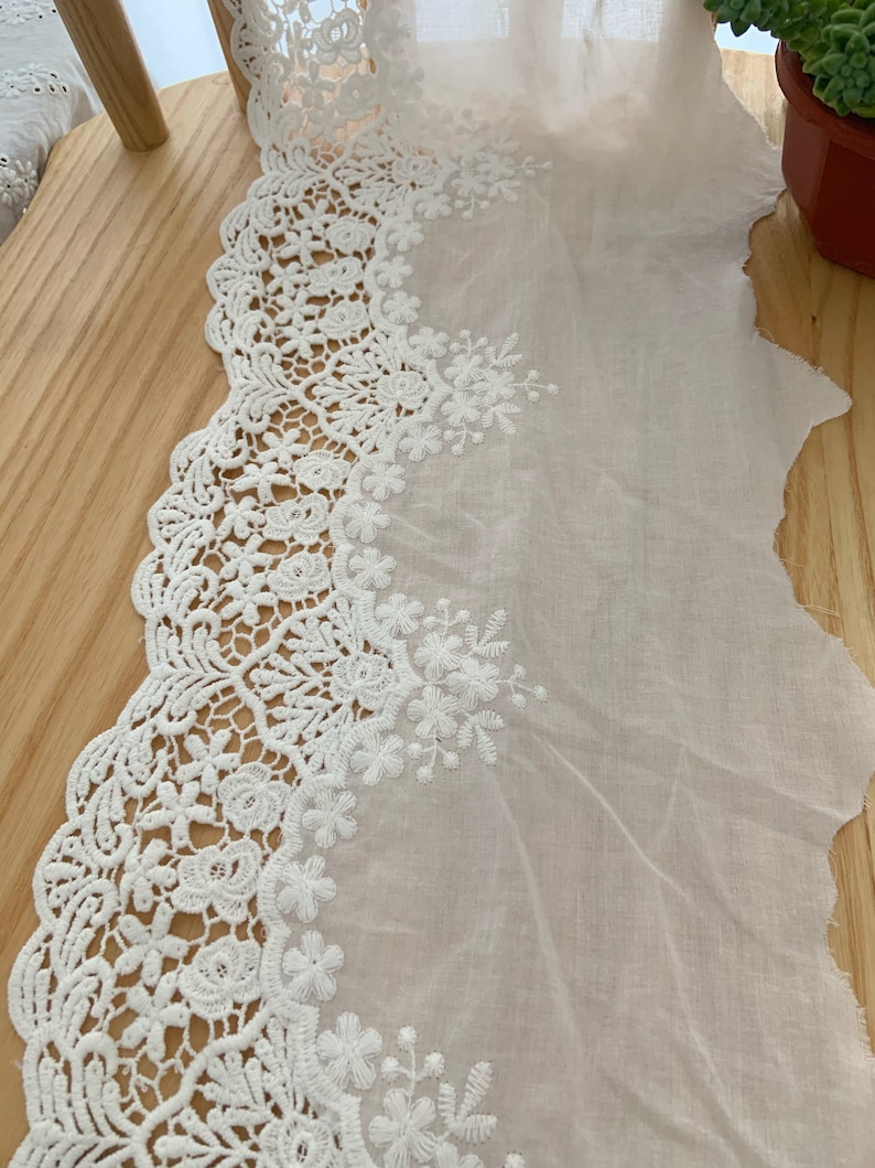 natural Cotton Lace trim, embroidered eyelet lace trim, cotton lace trim with hollowed out floral, cotton eyelet lace trim image 7