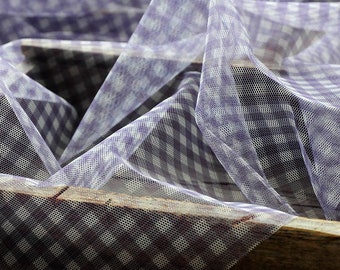 Soft tulle fabric with mini checks | lavender