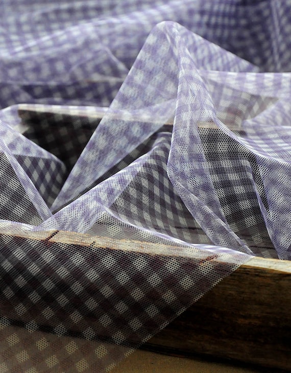 Soft tulle fabric with mini checks | lavender