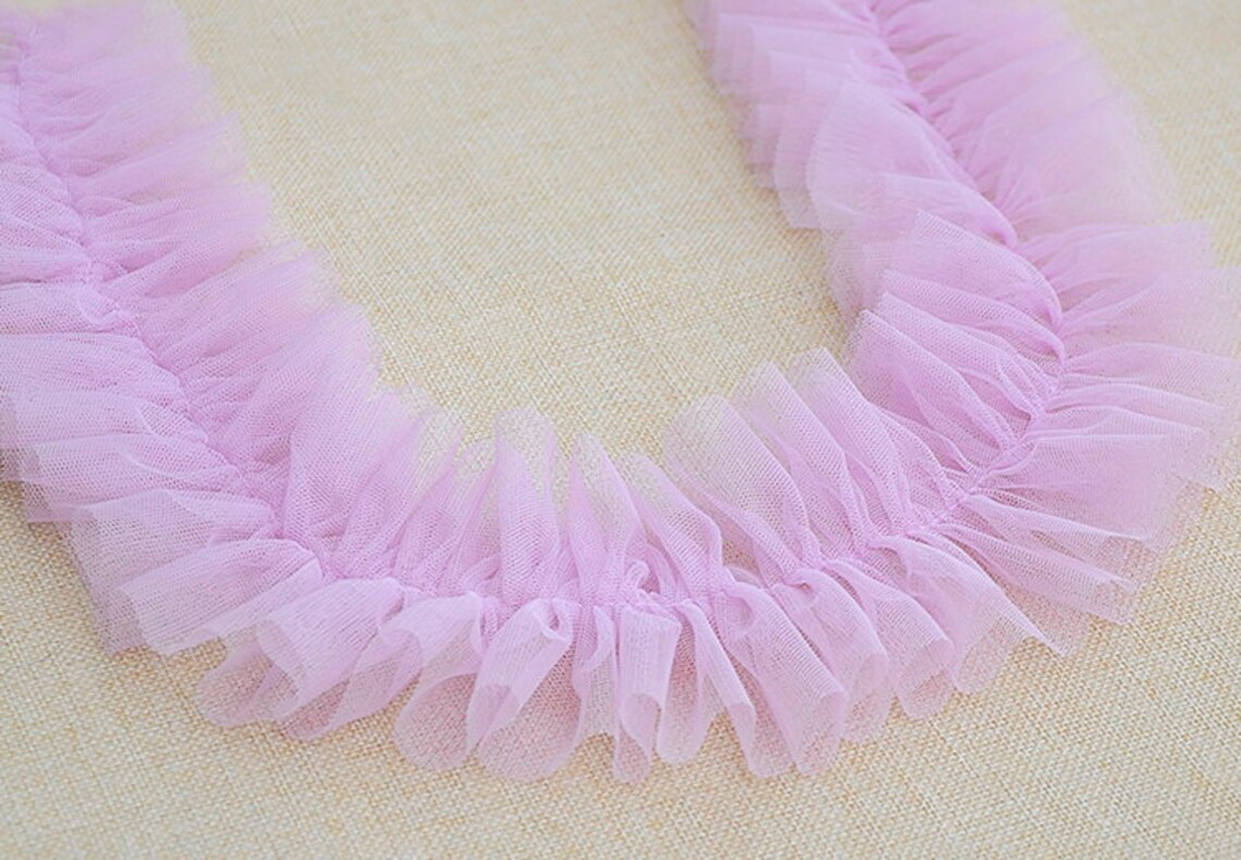 Light Pink Ruffled Tulle Trim Frill Trim Pleated Mesh Trim | Etsy