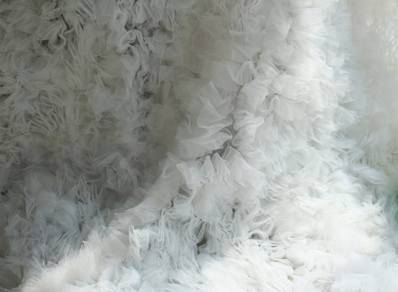3D off white ruffle Fabric, haute couture dress fabric, Photography Prop Backdrop, wedding prop, bridal ruffled fabric, new arrival